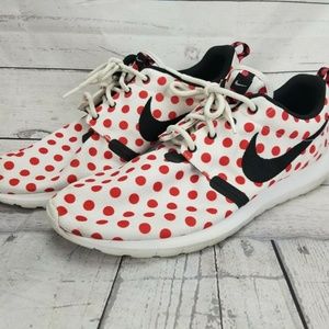 Nike Roshe Run Polka Dot Shoes Red White Mens 13
